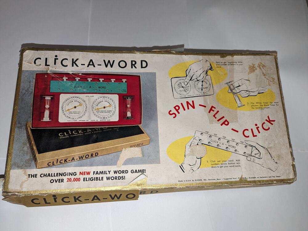 Vintage 1961 Click A Word  Board Game Clicker Inc. Rare Word Game Collectible